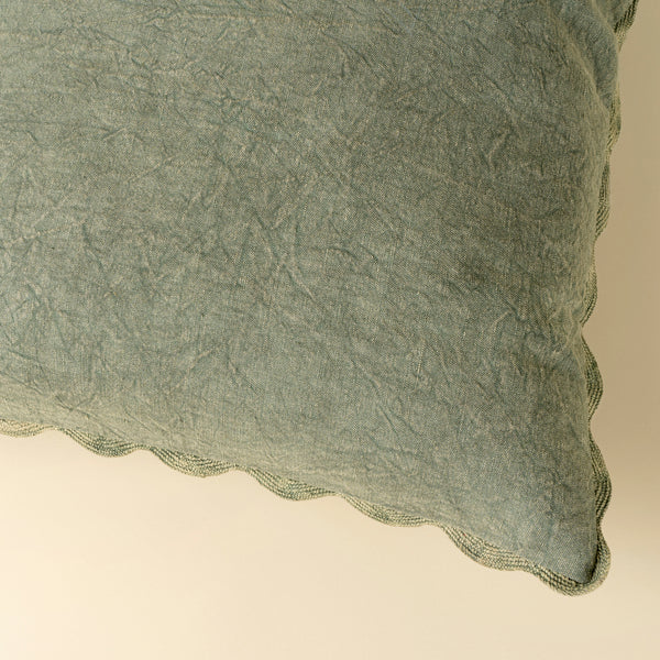 20x20 Scalloped Edge Pillow, Sage Green