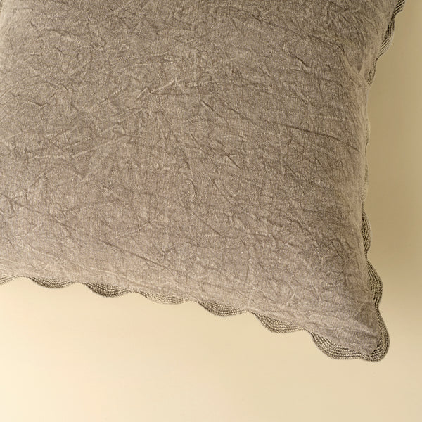20x20 Scalloped Edge Pillow, Silver Grey