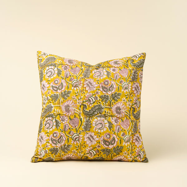 20x20 Block Print Pillow, Yellow
