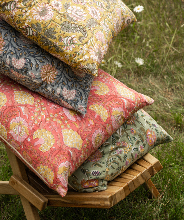 20x20 Block Print Pillow, Pink