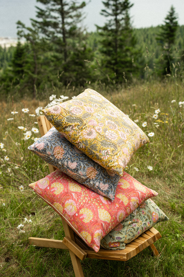 20x20 Block Print Pillow, Blue