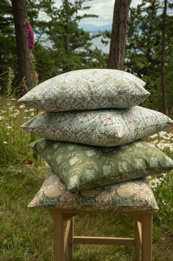 20x20 Sakura Block Print Pillow, Blue