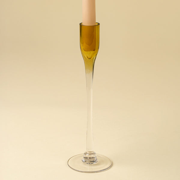 Clara Glass Candlestick L, Amber