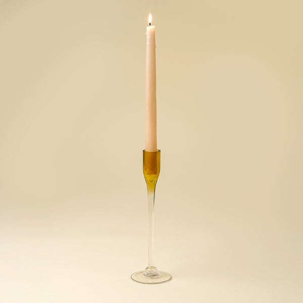 Clara Glass Candlestick L, Amber