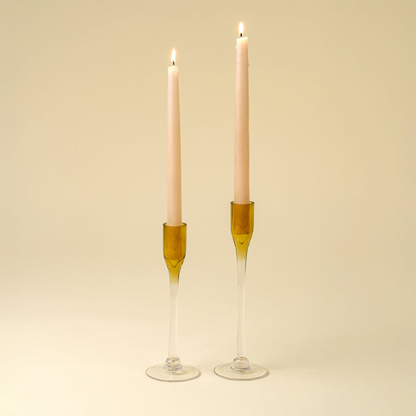 Clara Glass Candlestick L, Amber