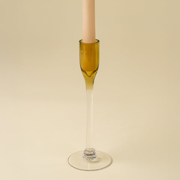 Clara Glass Candlestick S, Amber