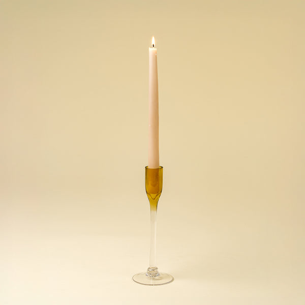 Clara Glass Candlestick S, Amber