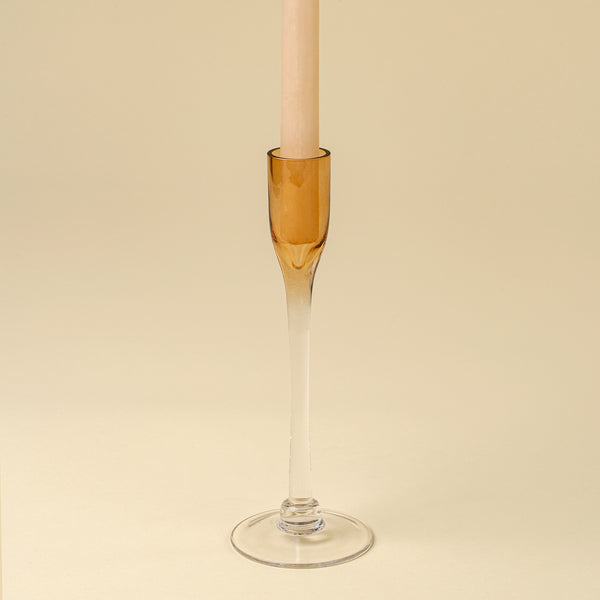 Clara Glass Candlestick S, Terracotta
