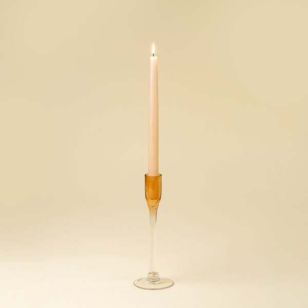 Clara Glass Candlestick S, Terracotta