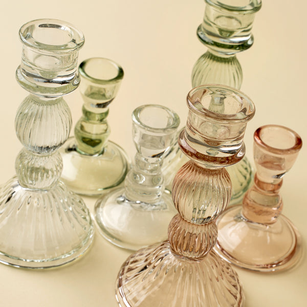 Callista Glass Candleholder L, Aqua