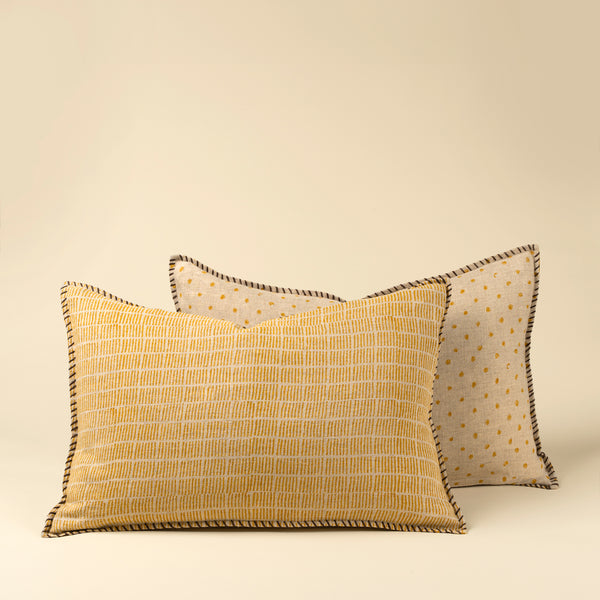 16x24 Dash & Dot Linen Pillow, Sunflower