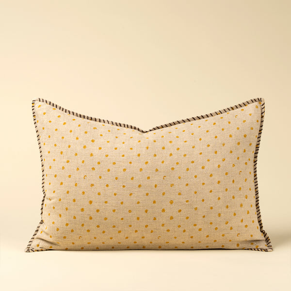 16x24 Dash & Dot Linen Pillow, Sunflower