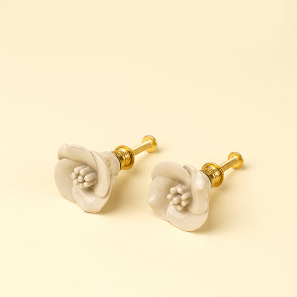 Flower Ceramic Knobs S/2