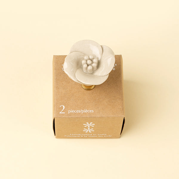 Flower Ceramic Knobs S/2