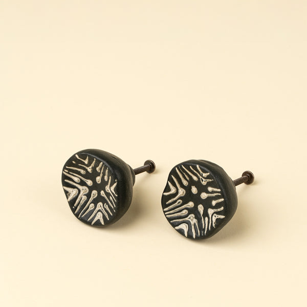Earthen Ceramic Knobs S/2, Black