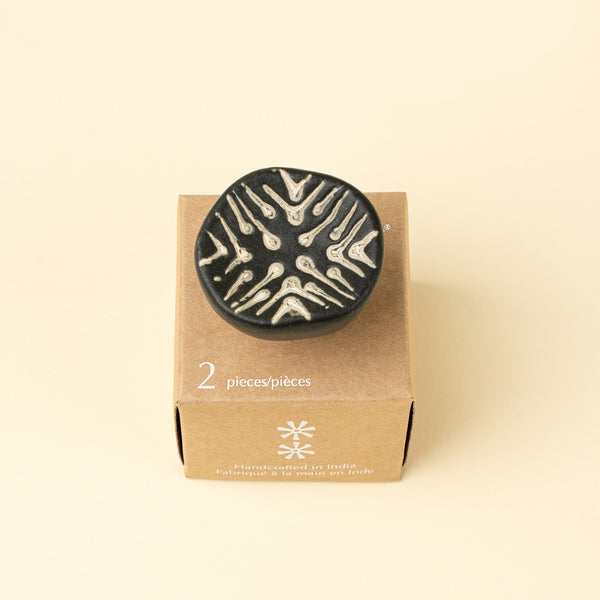 Earthen Ceramic Knobs S/2, Black