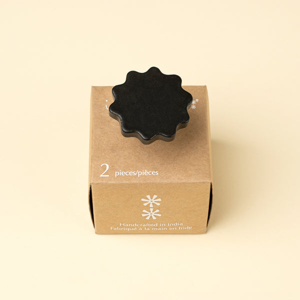 Medallion Iron Knobs S/2, Matte Black