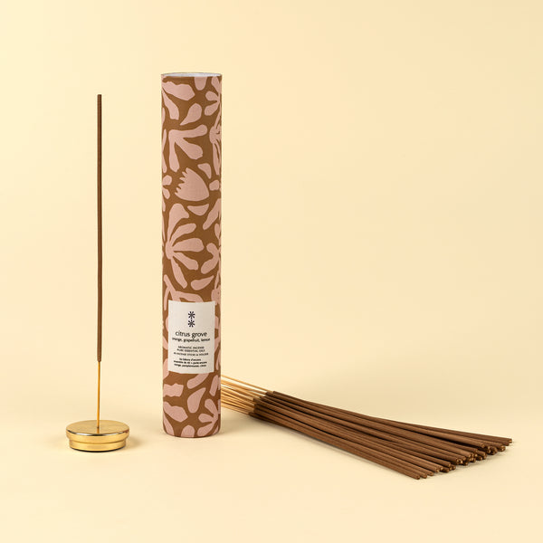 Citrus Grove Incense Set/30 Sticks + Holder