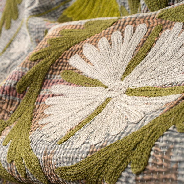 Vintage Embroidered Kantha, Blues