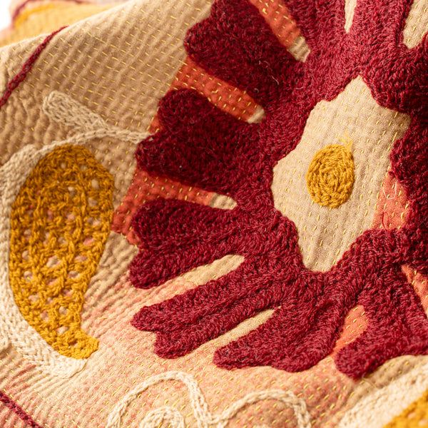 Vintage Embroidered Kantha, Pinks