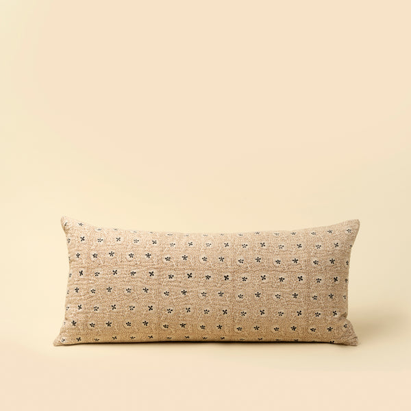 14x31 Clover Block Print Kantha Pillow