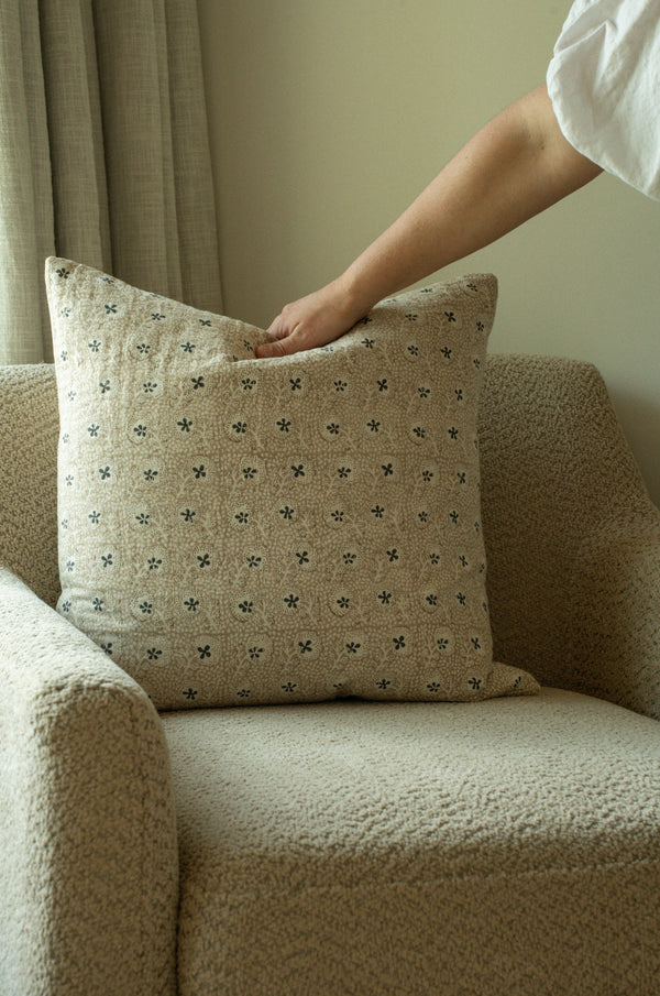 20x20 Clover Block Print Kantha Pillow
