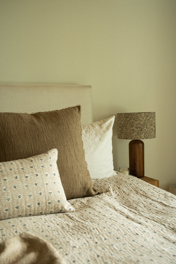 Clover Block Print Kantha Bed Blanket