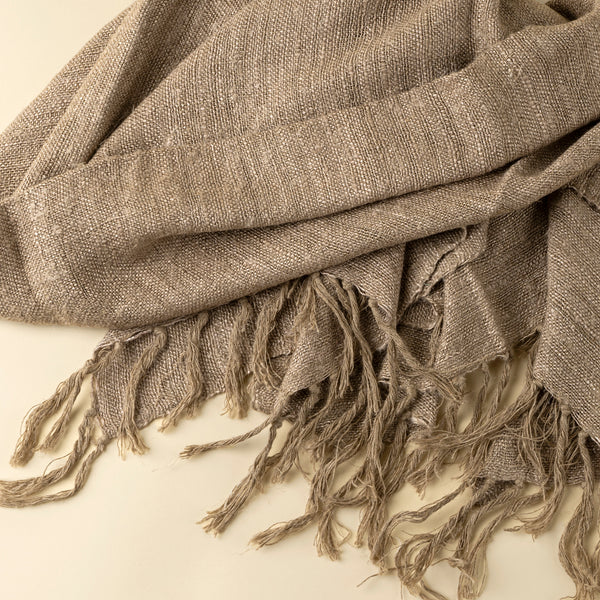 Nomad Linen Weave Throw, Fawn