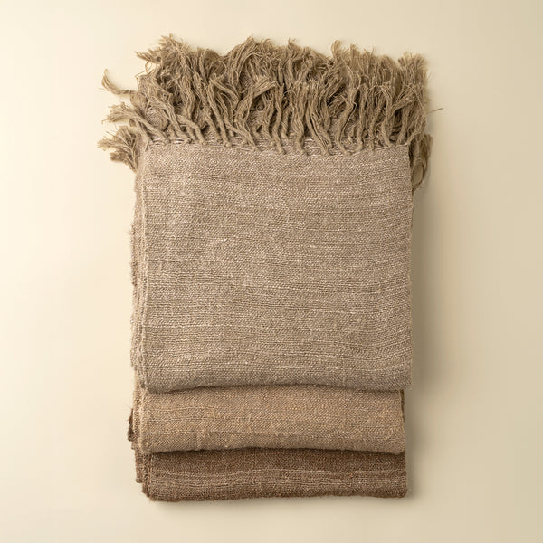 Nomad Linen Weave Throw, Fawn