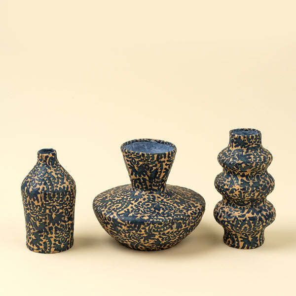 Patterned Paper Mache Trumpet Vase