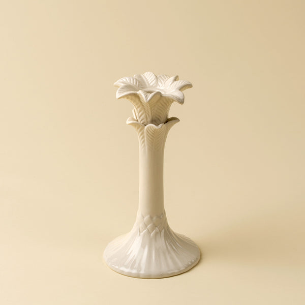 Palm Tree Candle Holder L, Cream
