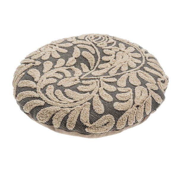 Wildflower Round Pillow, Grey