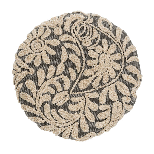 Wildflower Round Pillow, Grey