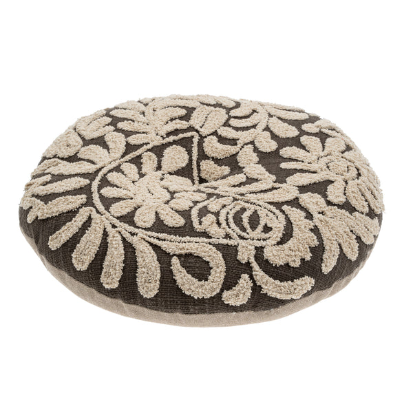 Wildflower Round Pillow, Charcoal