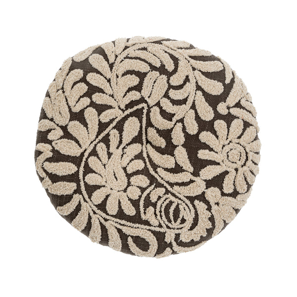 Wildflower Round Pillow, Charcoal