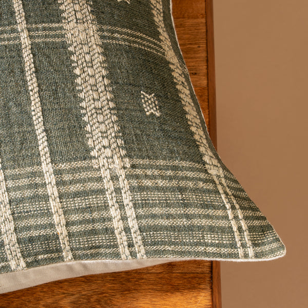 20x20 Bhujodi Wool Handloom Pillow, Cedar