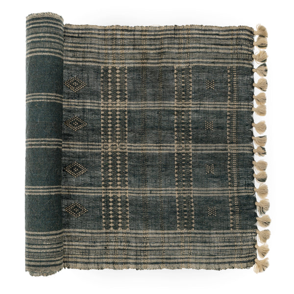 Bhujodi Wool Handloom Runner, Midnight Blue