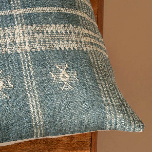 20x20 Bhujodi Wool Handloom Pillow, Denim