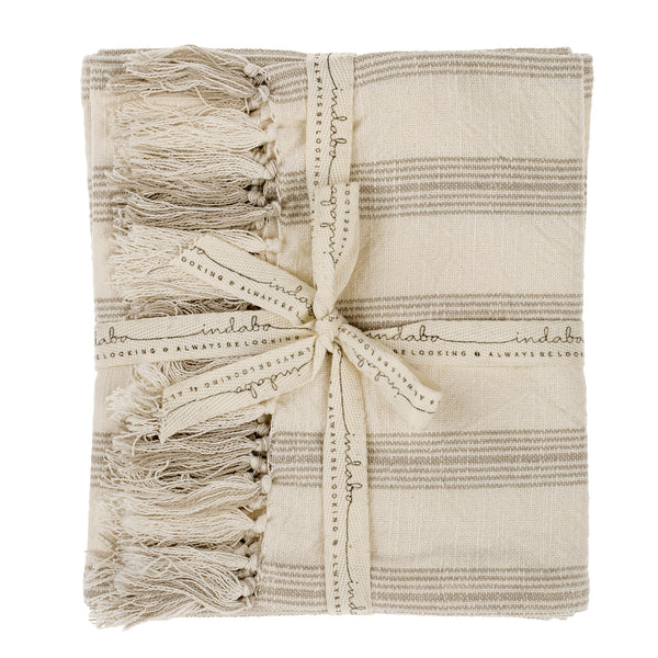 French Stripe Hammam Hand Towels S/2, Stone