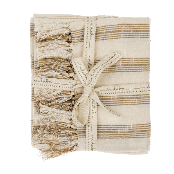 French Stripe Hammam Hand Towels S/2, Warm Sand