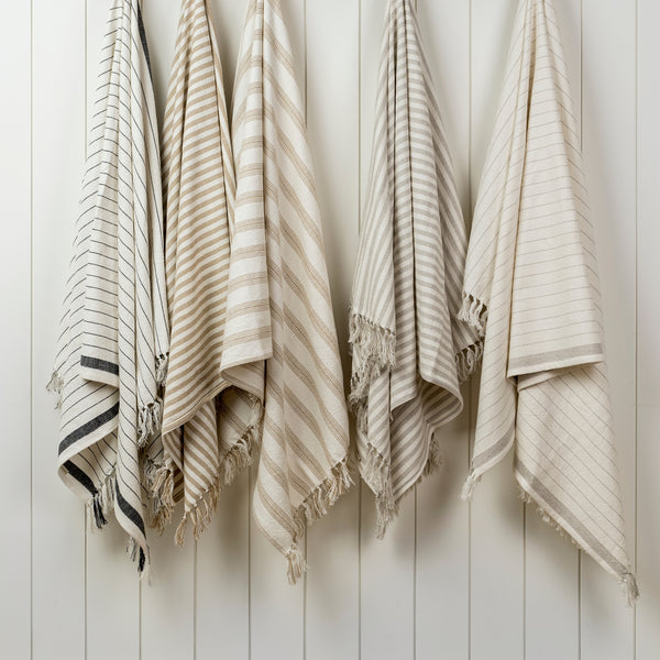 Bengal Stripe Hammam Bath Towel, Stone