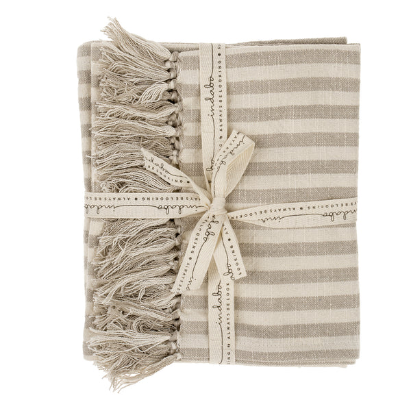 Bengal Stripe Hammam Hand Towels S/2, Stone