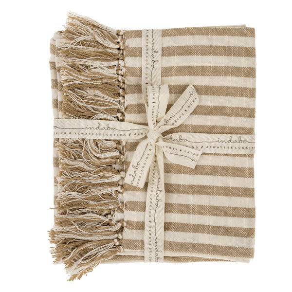 Bengal Stripe Hammam Hand Towels S/2, Warm Sand