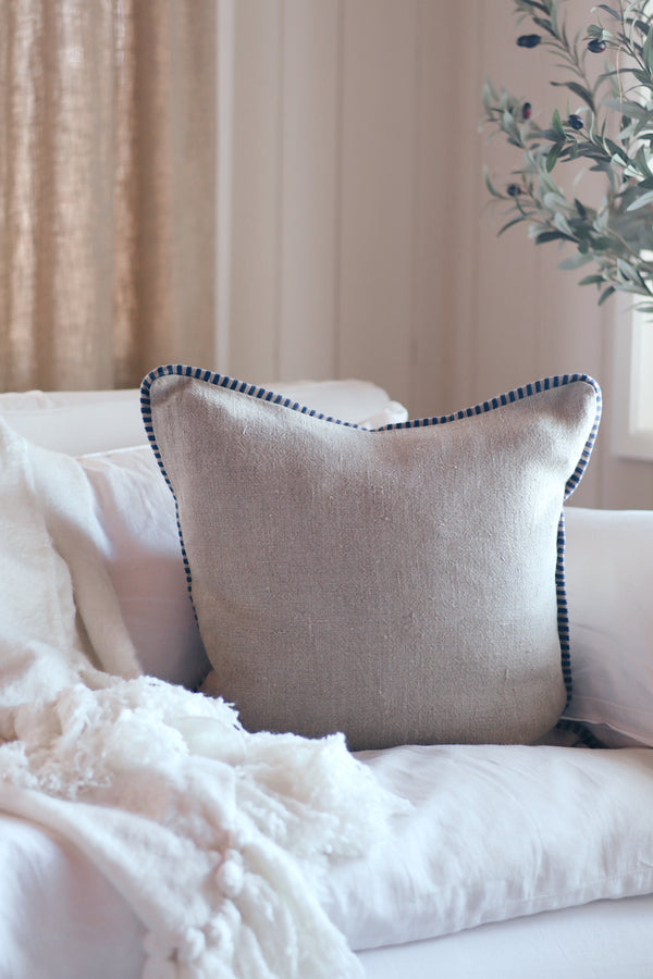 20x20 Honfleur Linen Pillow, Indigo