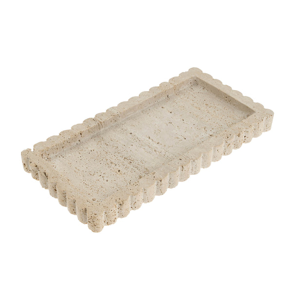 Travertine Scalloped Rectangular Tray