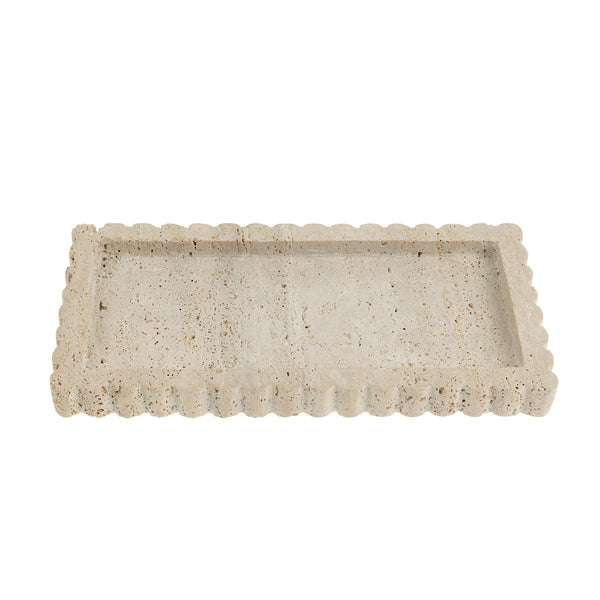 Travertine Scalloped Rectangular Tray