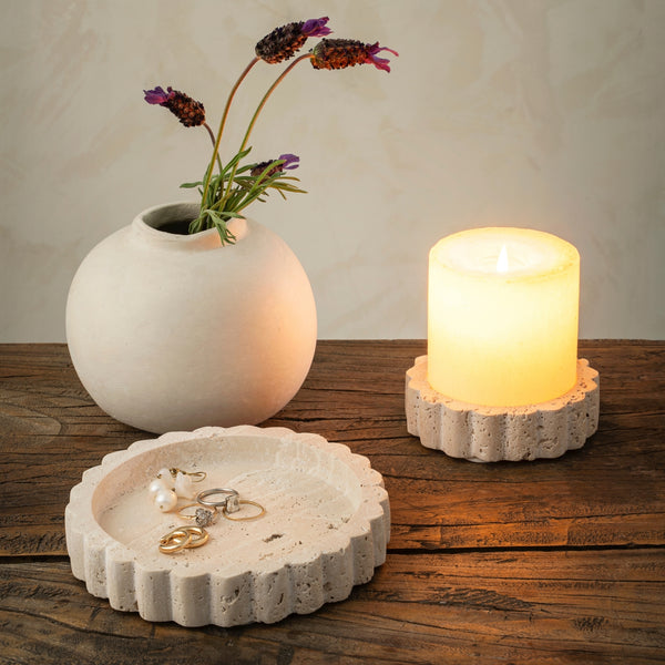 Travertine Scalloped Plate M