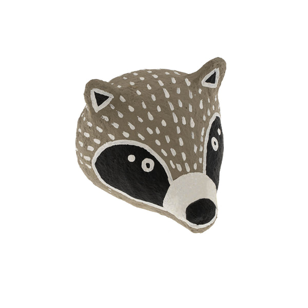 Cotton Mache Wall Trophy, Raccoon