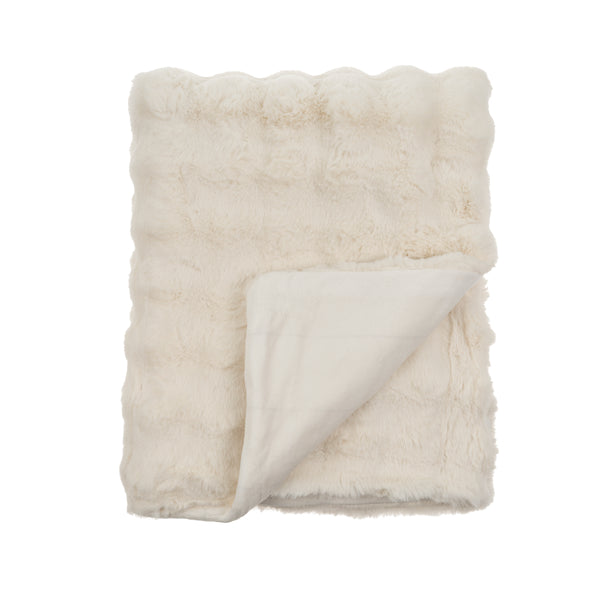 Faux Fur Throw, White