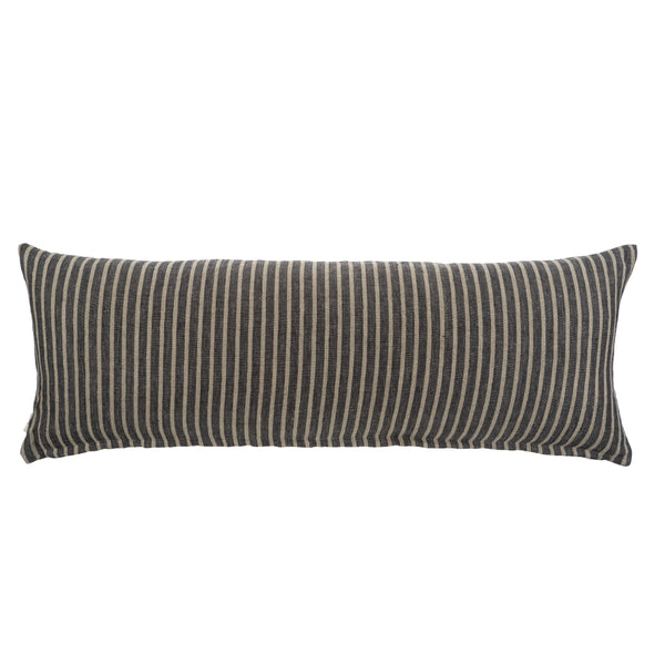 15x42 Pinstripe Linen Pillow, Grey